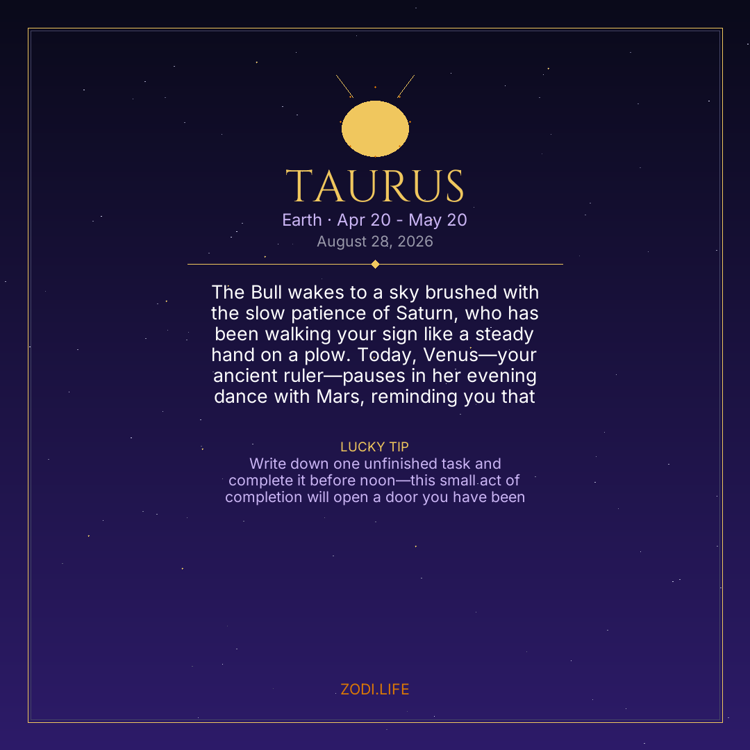 Taurus Horoscope August 28, 2026