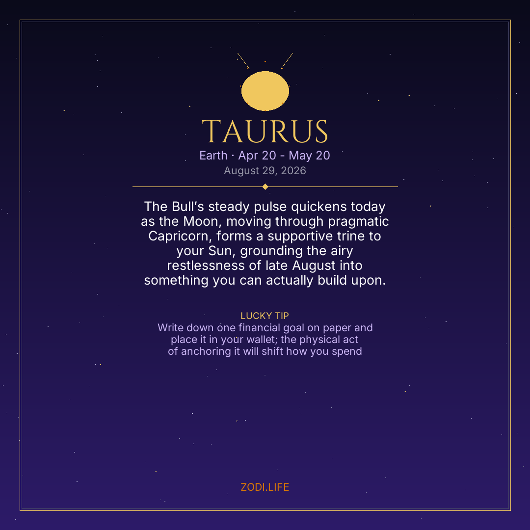 Taurus Horoscope August 29, 2026