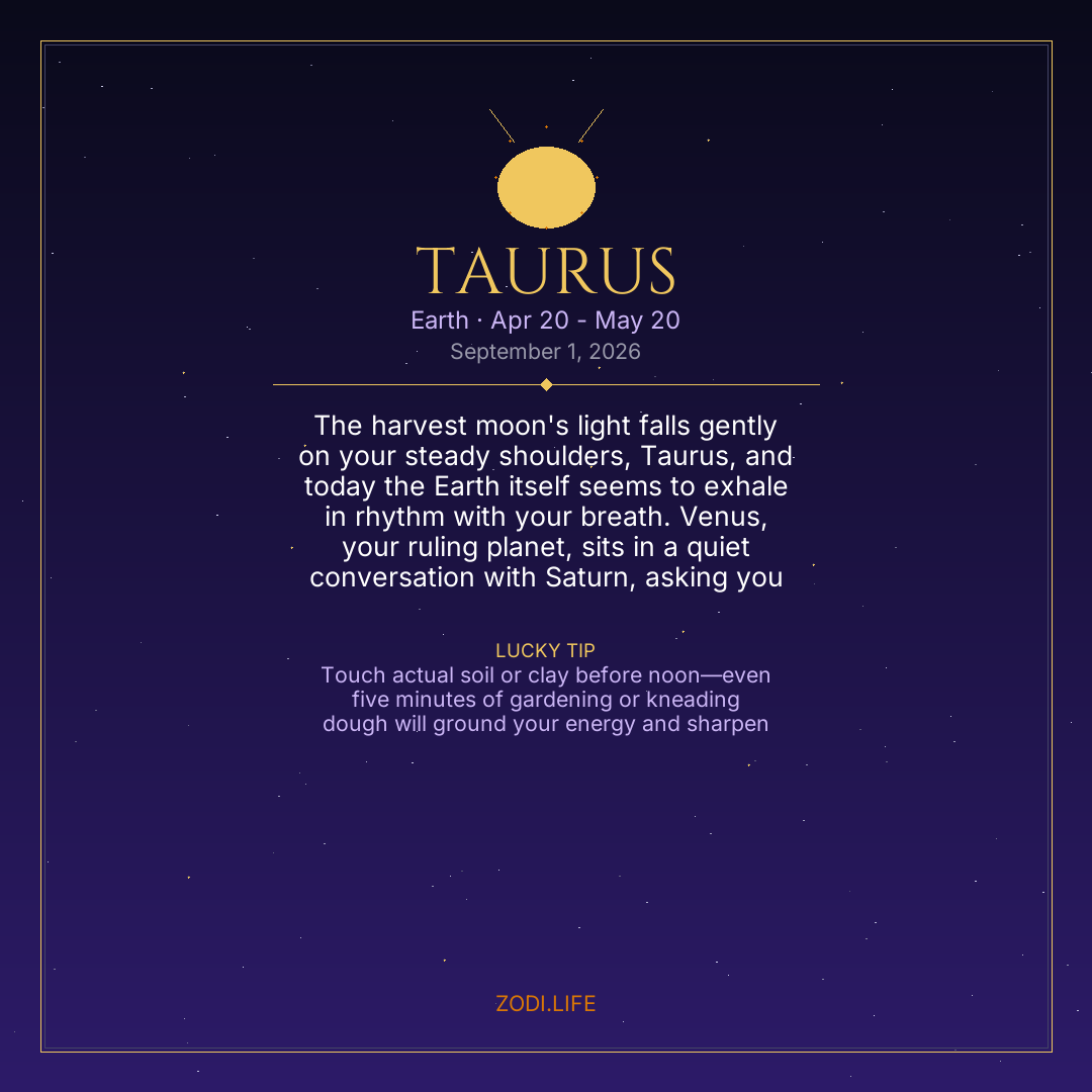 Taurus Horoscope September 1, 2026