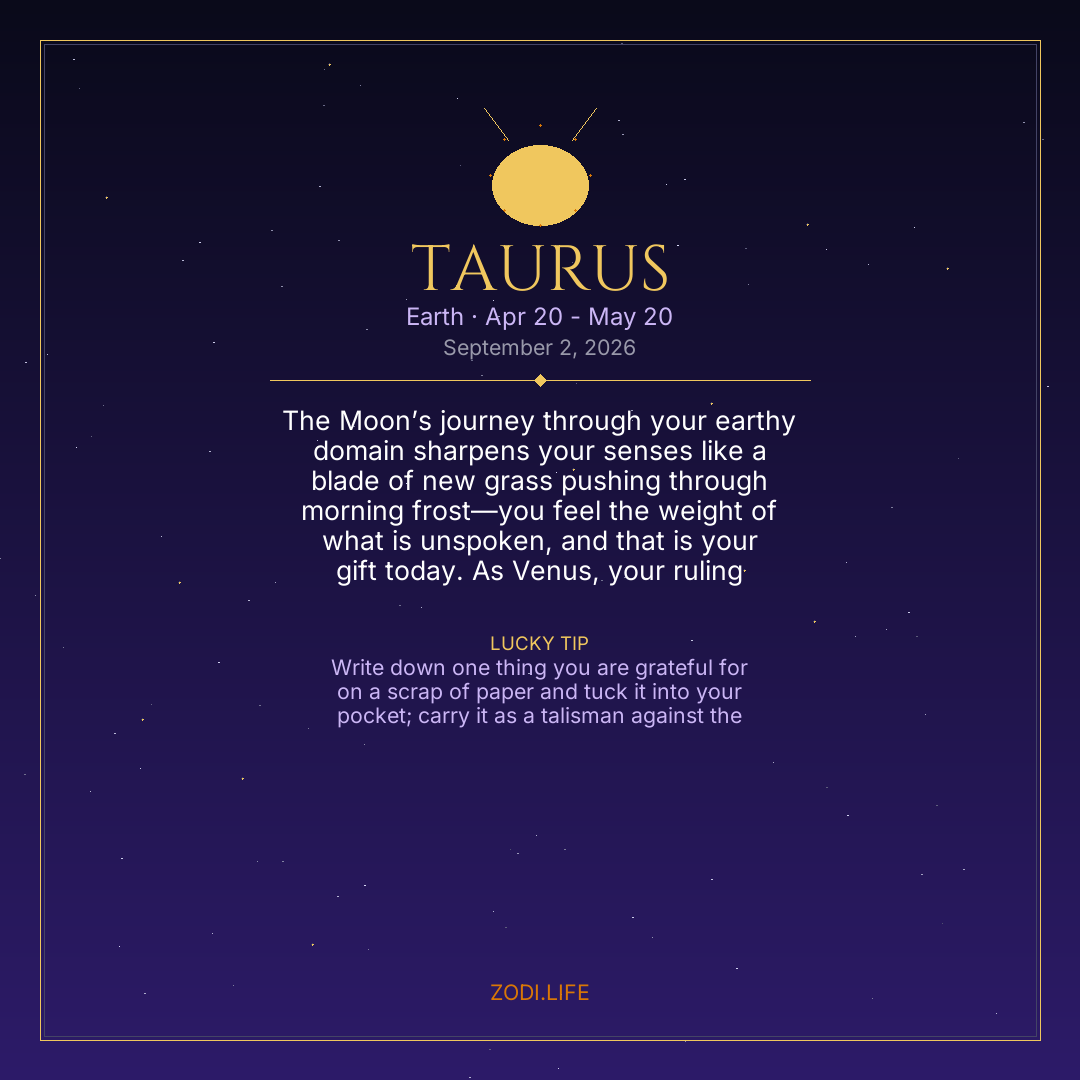 Taurus Horoscope September 2, 2026