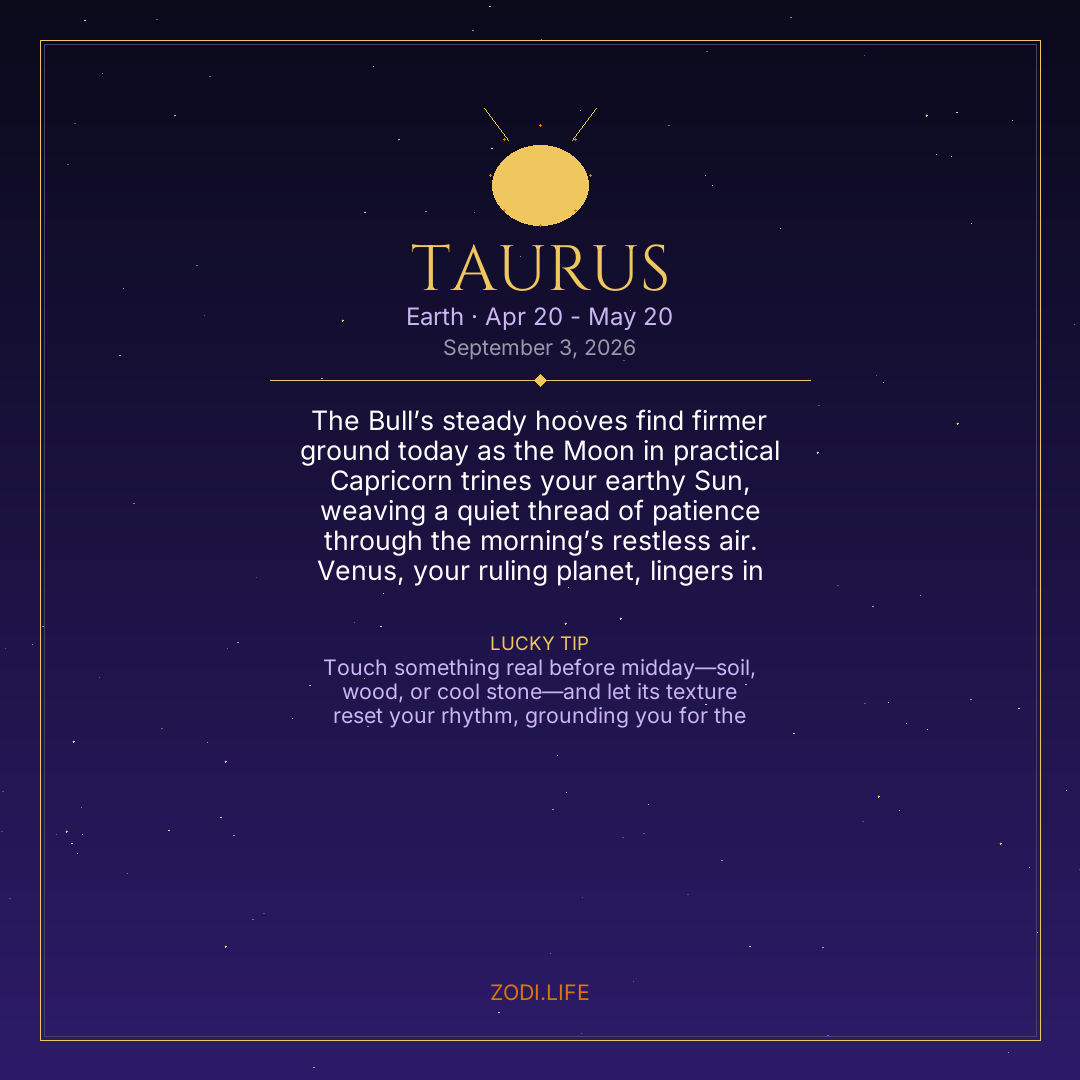 Taurus Horoscope September 3, 2026