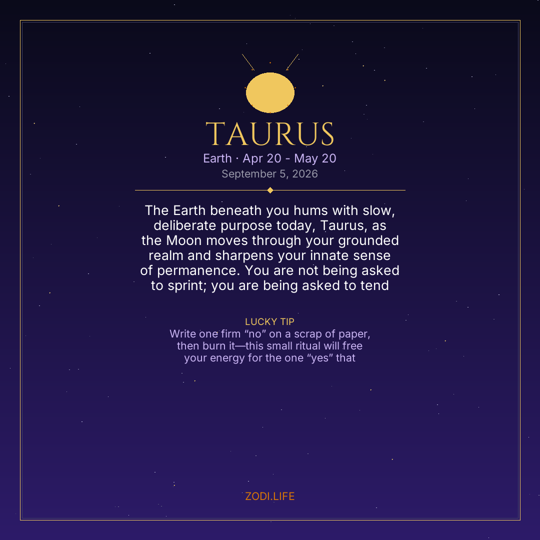 Taurus Horoscope September 5, 2026
