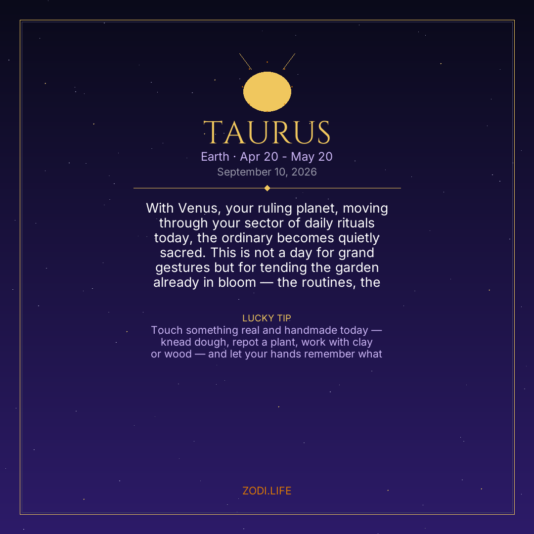 Taurus Horoscope September 10, 2026