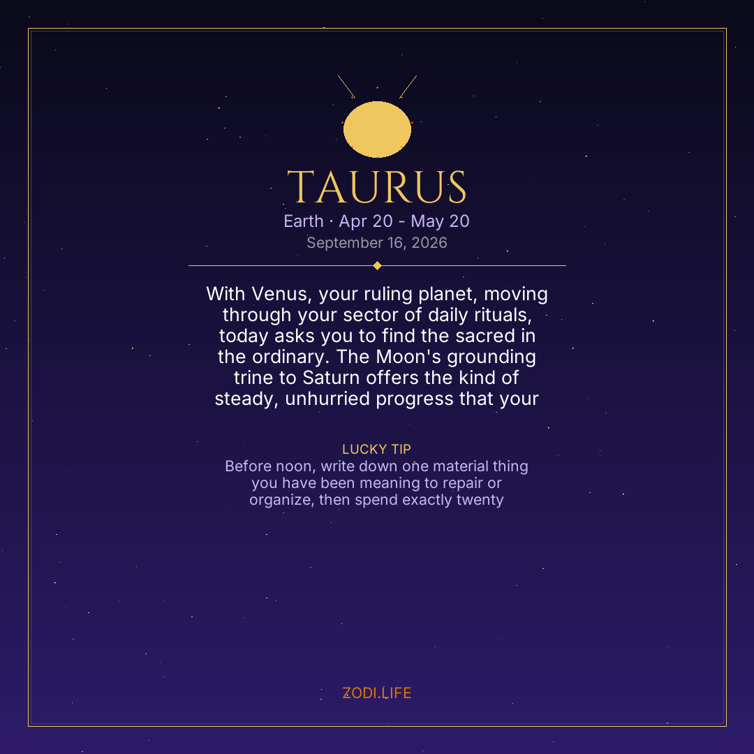 Taurus Horoscope September 16, 2026