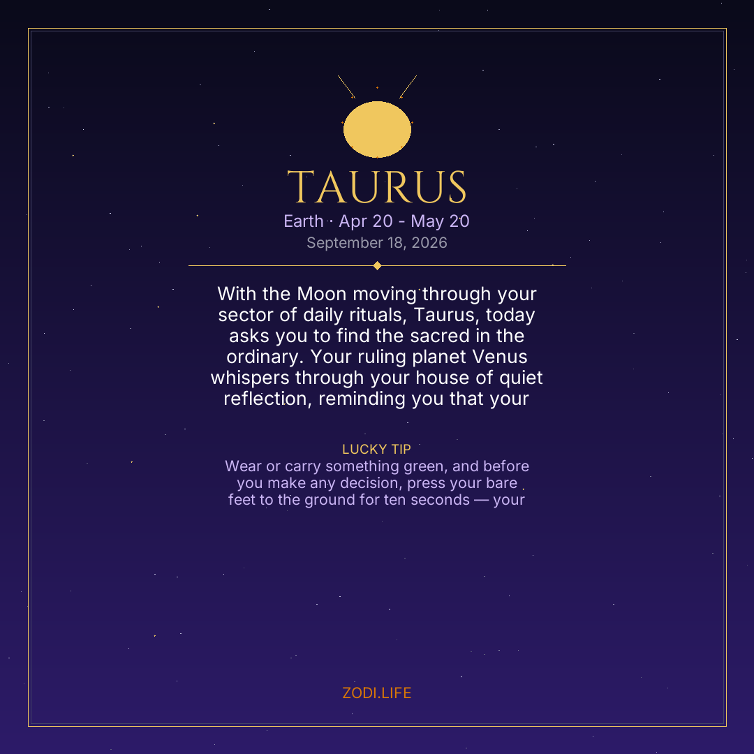 Taurus Horoscope September 18, 2026