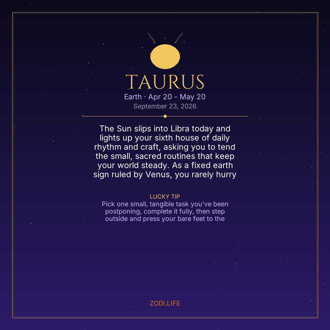 Taurus Horoscope September 23, 2026