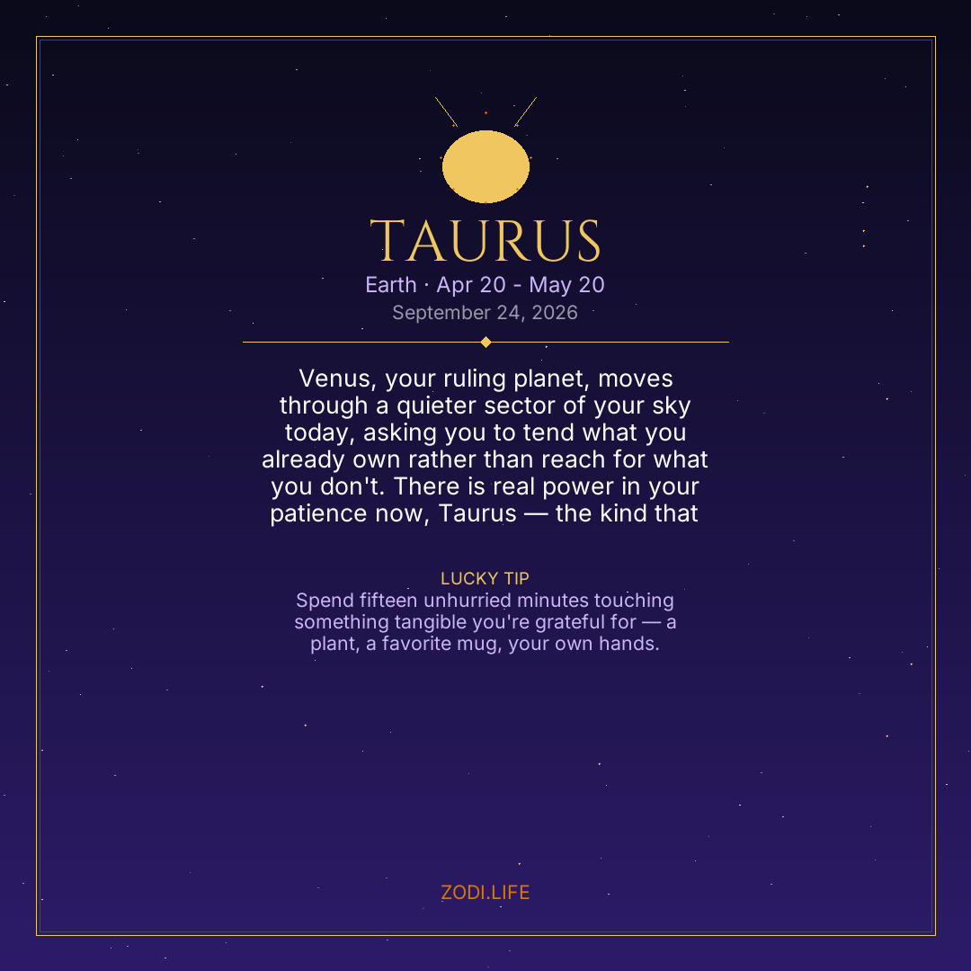 Taurus Horoscope September 24, 2026