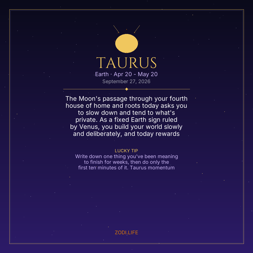 Taurus Horoscope September 27, 2026