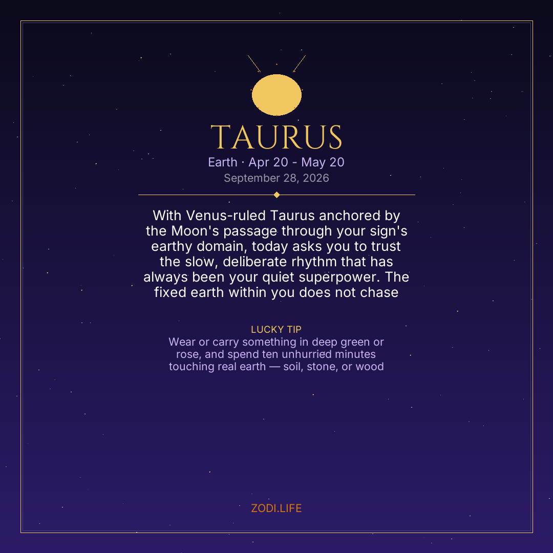 Taurus Horoscope September 28, 2026