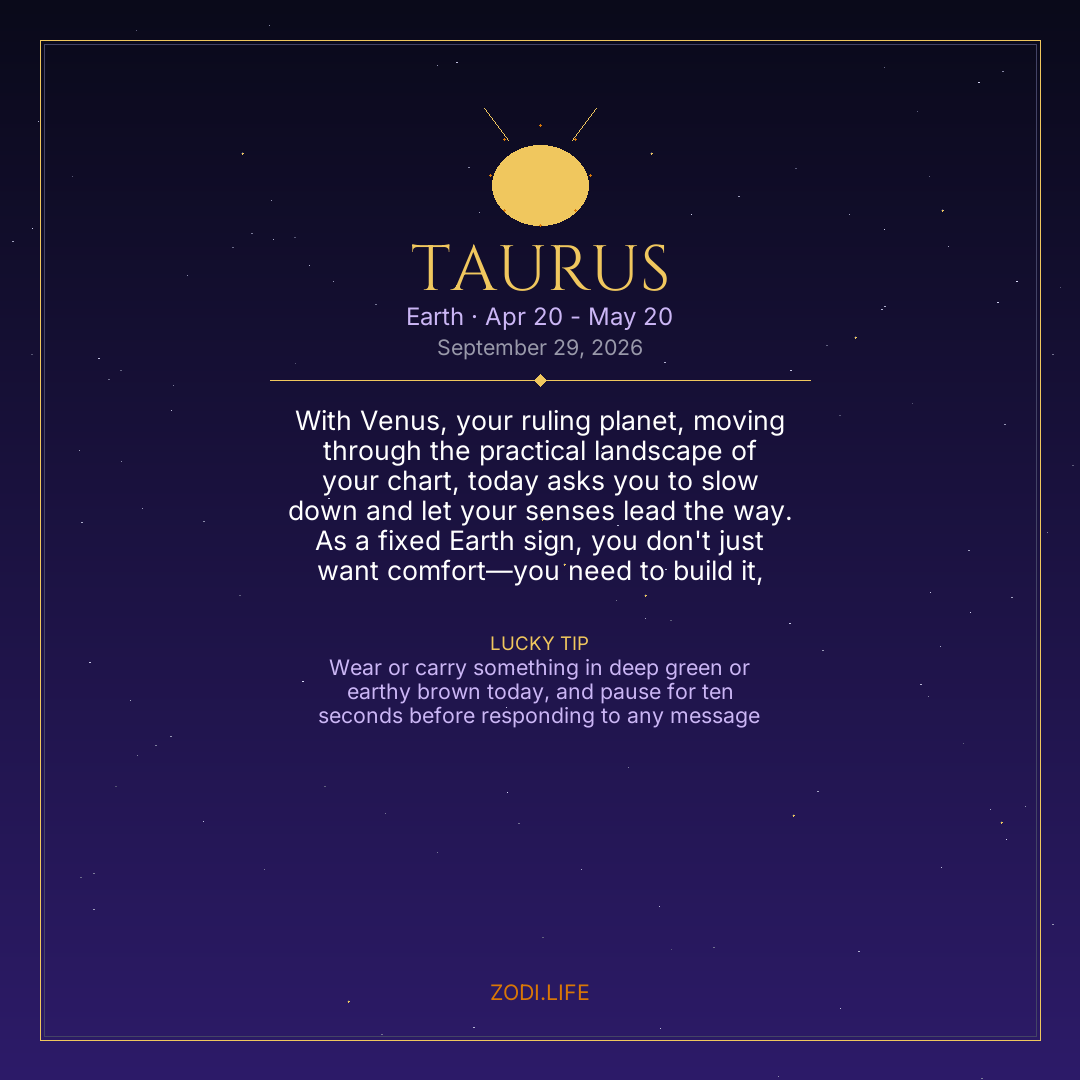 Taurus Horoscope September 29, 2026