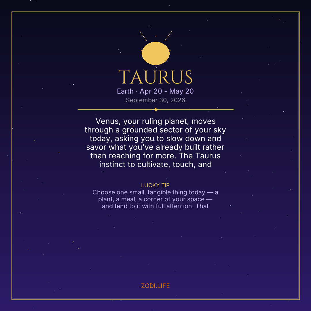 Taurus Horoscope September 30, 2026