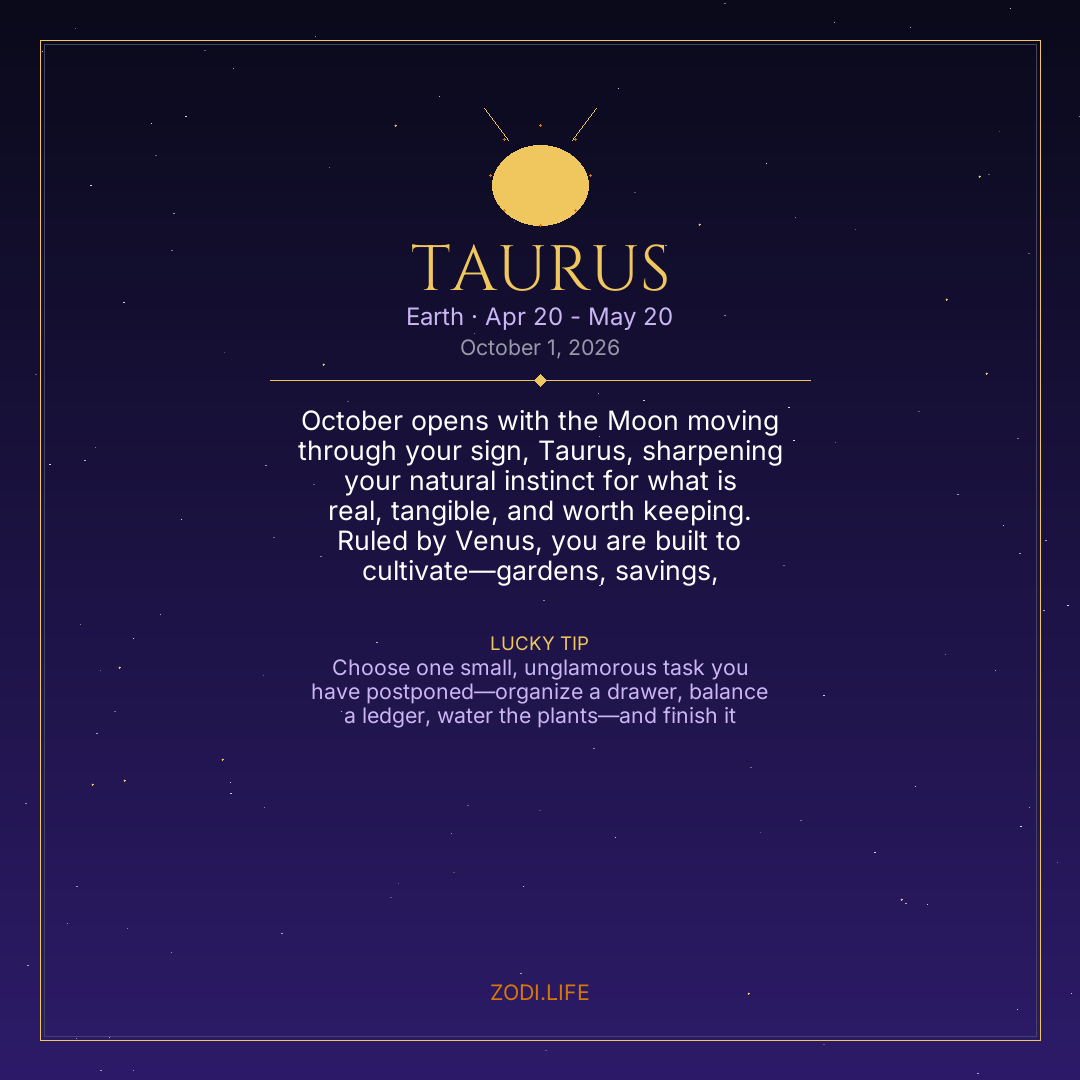 Taurus Horoscope October 1, 2026