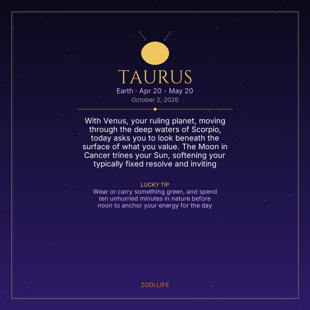 Taurus Horoscope October 2, 2026