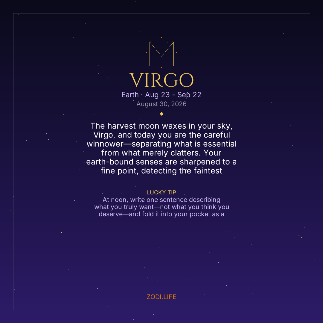 Virgo Horoscope August 30, 2026