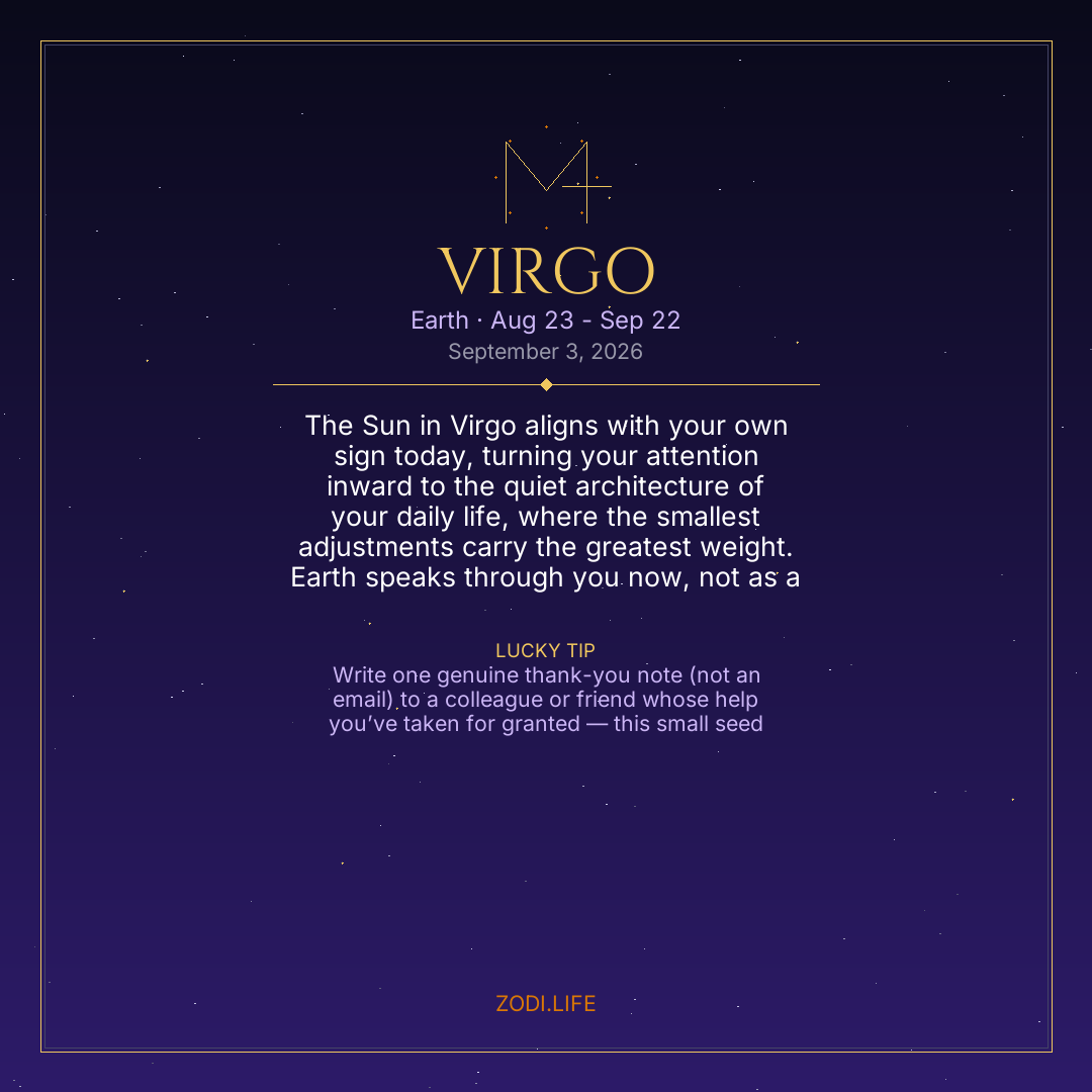 Virgo Horoscope September 3, 2026