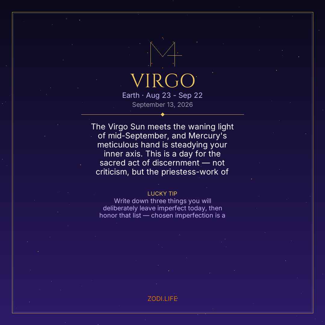 Virgo Horoscope September 13, 2026