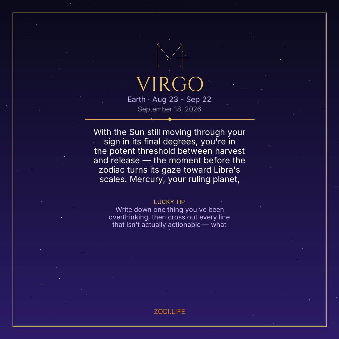 Virgo Horoscope September 18, 2026