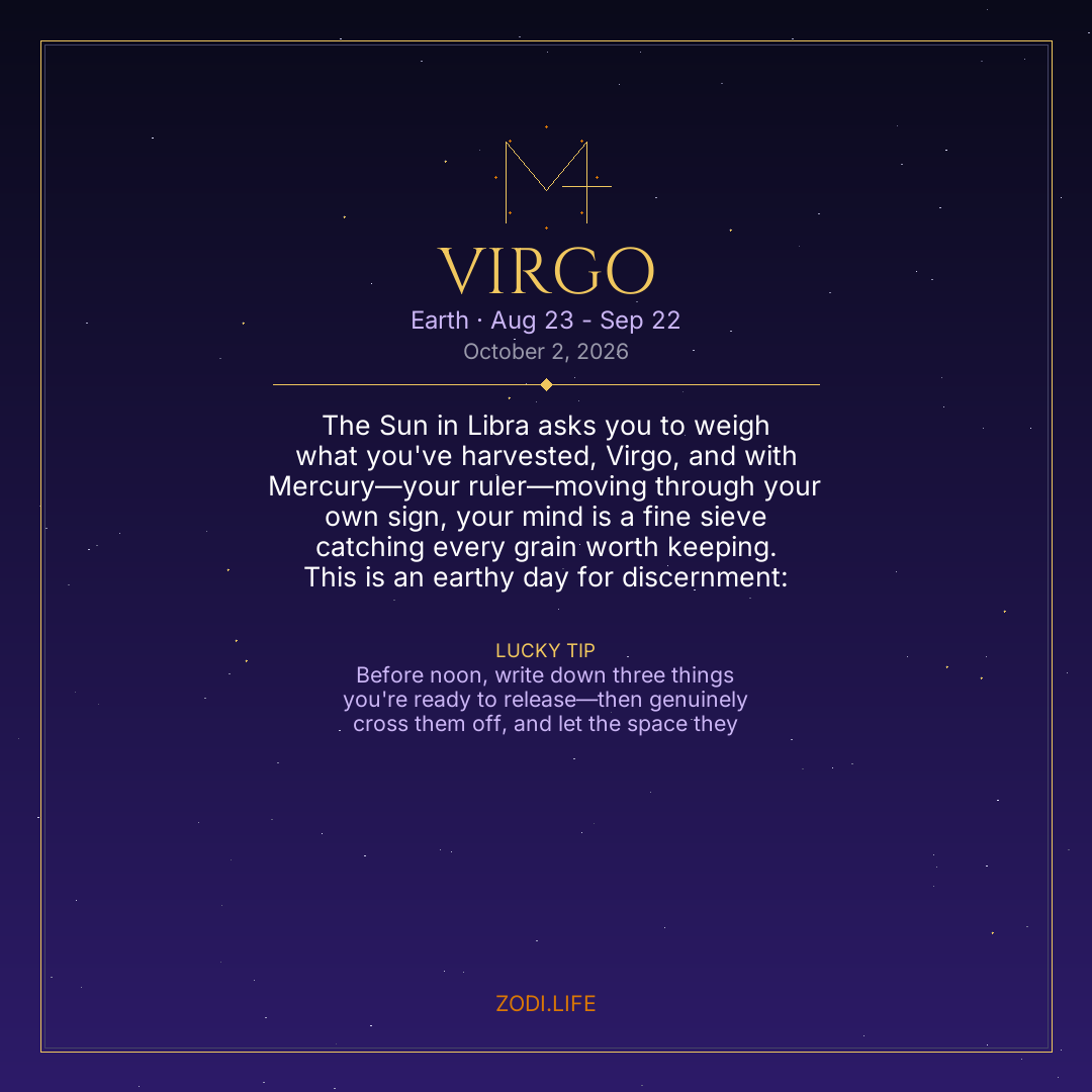 Virgo Horoscope October 2, 2026
