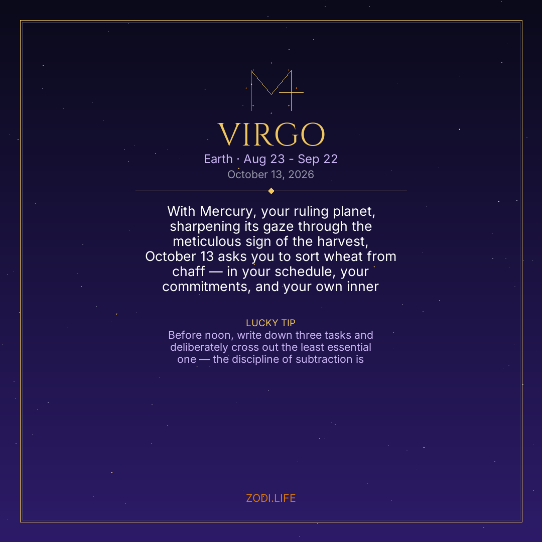 Virgo Horoscope October 13, 2026
