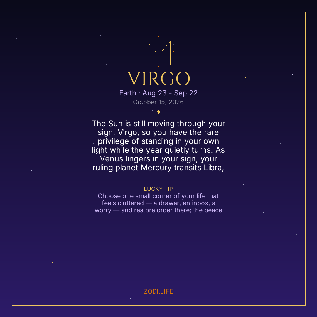 Virgo Horoscope October 15, 2026