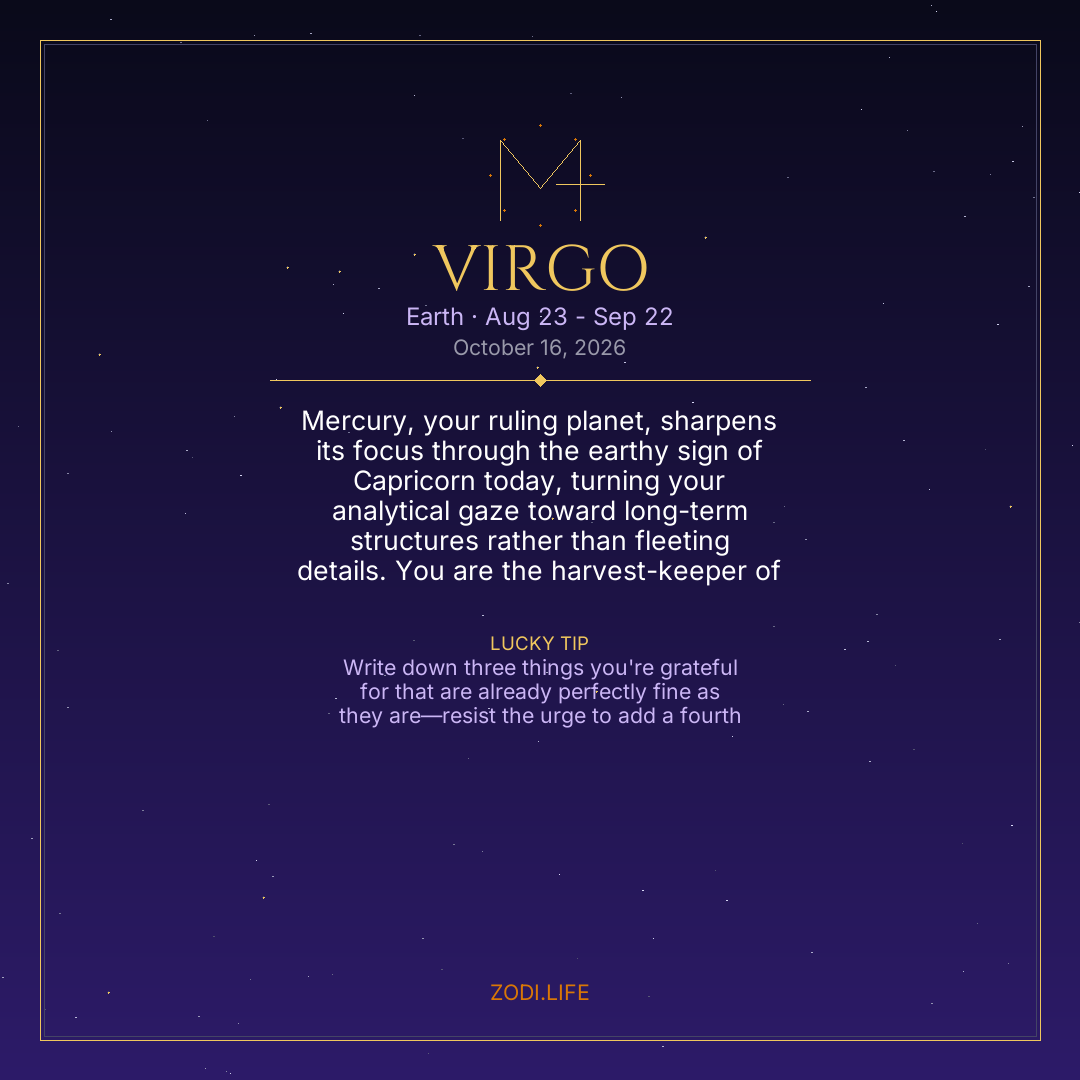 Virgo Horoscope October 16, 2026